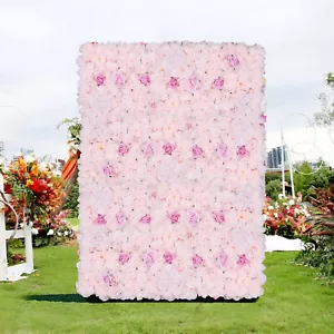 Panel de pared de flores de rosa artificiales 4 piezas decoración de fondo de fiesta boda - Imagen 1 de 15