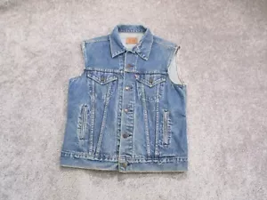Vintage Levis Jean Vest Mens Size 42 Large Blue Denim Jacket - Picture 1 of 12