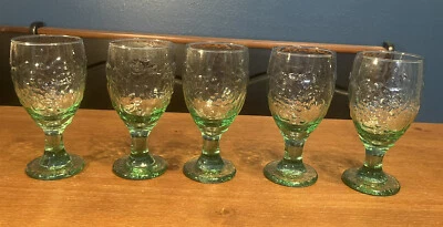 Juego de 5 copas de vidrio verde vintage diseño de fruta Libbey de 7 en 14 oz Foto 1 de 4