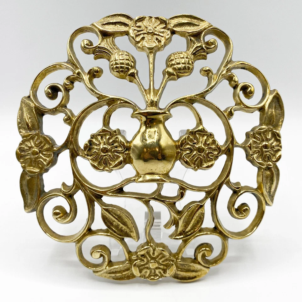 罕见古董 5.5 英寸宽铸黄铜奖章-建筑救助五金 — 第 1/4 张图片