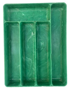 Vintage Lustro Ware Besteckkasten grün Kunststoff Swirl T-2 Silberbesteck 10x13 LESEN - Bild 1 von 12