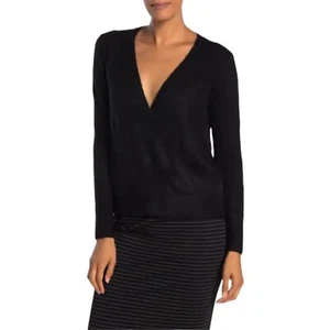 Vince Camuto Damen kleiner schwarzer weicher Wickelpullover mit Überwurfausschnitt Pullover  - Bild 1 von 11