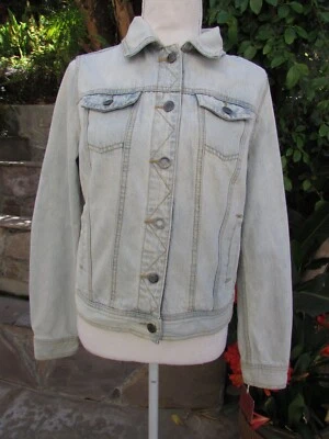 Mossimo Denim Jean Jacket Juniors/Women's Punk Acid Wash Light Blue Cotton Sz M - Image 1 of 4