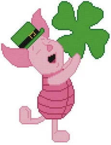 CROSS STITCH+ CRAFT PATTERN Piglet Winnie Pooh Pig Shamrock Irish St.Patricks - Picture 1 of 14