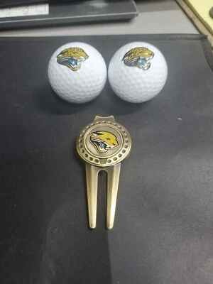 NFL Jacksonville Jaguars - инструмент для разделения мячей и маркер мяча для гольфа, 2 мяча JACKSONVILLE - Изображение 1 из 4