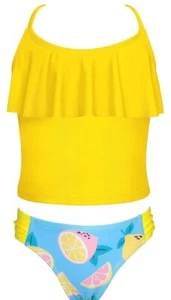 SHEKINI Girls Floral Printing Bathing Suits Ruffle Flounce High Waist Bikini  - Picture 1 of 5