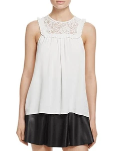 Neu mit Etikett $ 198 Joie Gemini B Bluse Tanktop mit Spitzeneinsatz ärmellos weiß Porzellan - Bild 1 von 2