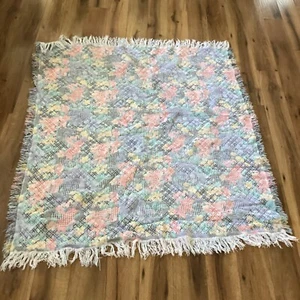 Vintage Floral Heart Cottage Sofa Waffle Weave Couch Throw Blanket - Picture 1 of 2