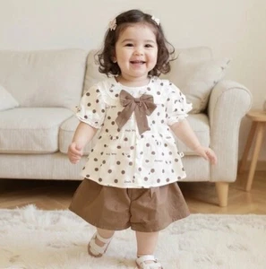 Girls Cute Comfy Outfit | Bow Top & Shorts | Multicolor| Summer Essential - Picture 1 of 4
