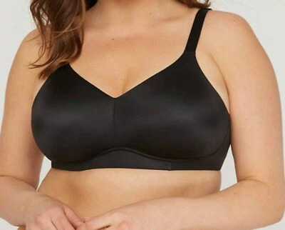 54DDD Bra Catherines Black No-Wire Back Smoother Silky Full Coverage Bra  No Pad - Image 1 of 2