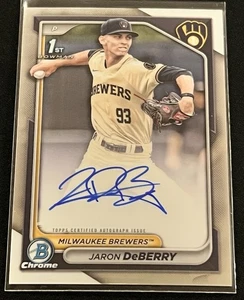 2024 Bowman Draft Jaron DeBerry 1st Bowman Chrome On-Card Auto Brew Crew - Picture 1 of 6