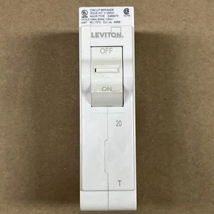 Disyuntor estándar enchufable Leviton LB120-T blanco 20A de 1 polo CHIPPED - Imagen 1 de 7
