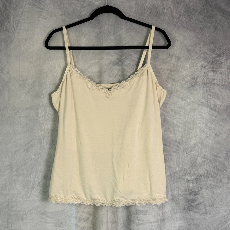 De colección Y2K i.e. Cami Top Mujer Talla 1X Encaje Borde Crema Capas Hada Cottagecore Foto 1 de 4