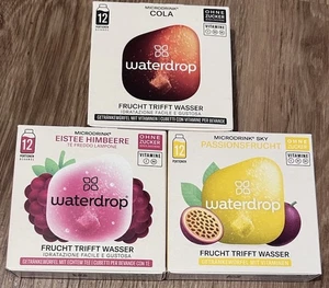 3 Packungen Waterdrop® 1x Eistee Himbeere+1x Passionsfrucht+1x COLA ges. 36 Port - Bild 1 von 2