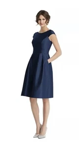 Alfred Sung Midnight Navy Starlet A-Line Dress Pockets Women’s Sz 6 Modest Event - Picture 1 of 8