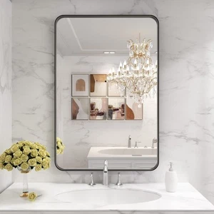 28x36 Inch Black Aluminium Frame Bathroom Mirror - Picture 1 of 5