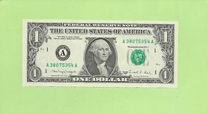1988A ..UNCIRC $1 A 3807 5354 A .... 1988A $1 A-A NICE NOTE FRN - Picture 1 of 2
