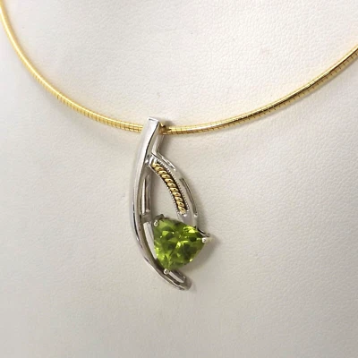 14k Gold Trillion Peridot Slide Charm Pendant August Birthstone for Omega - Image 1 of 4
