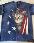 The Mountain Patriotic Cat T Shirt Size XL Kitten America USA Flag