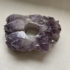 Amethyst Stone Quartz Purple Crystal Specimen Polished Candle Display 2 1/2 lbs - Picture 1 of 10