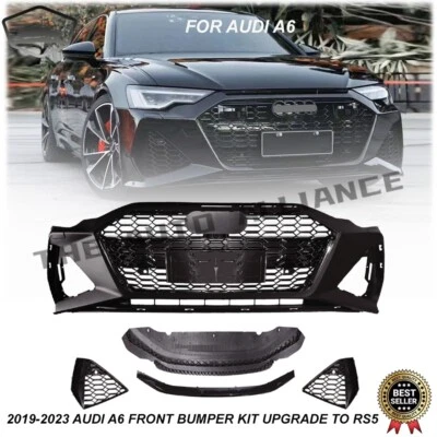 Conjunto de kit de parachoques delantero + juego de rejilla para Audi A6 2019-2023 actualización a estilo RS6 Foto 1 de 4
