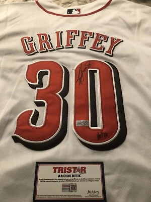 Ken Griffey Jr Signed Cincinnati Reds Majestic Flex Base Jersey Tristar - Image 1 of 4