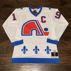 Joe Sakic Quebec Nordiques 1994-95 Mitchell & Ness NHL Retro Blue Line Jersey Sm - Picture 1 of 17