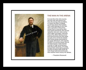 President Theodore Roosevelt 8x10 Portrait Print Man In The Arena Quote TR Teddy - Picture 1 of 2