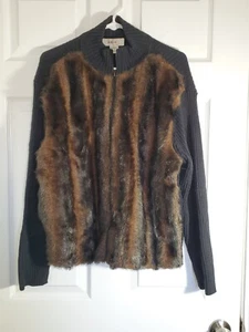 Kunstfell Kikit Maurice Sasson braun/schwarz Reißverschluss Pullover Jacke Gr. XL - Bild 1 von 5