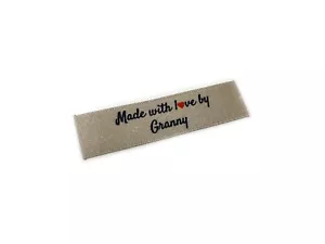 Made with Love by Granny Labels In Argento - Piatto 15x50 - Confezione da 40 - Cucito - Foto 1 di 1