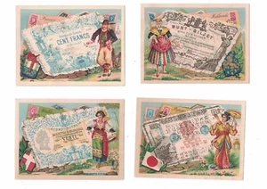 12 Nations Currency, Postage Victorian Trade Cards - Ethnic Costumes - Lot B - Picture 1 of 3