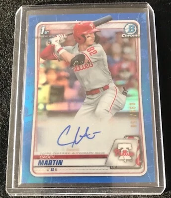 CASEY MARTIN AUTO 1st 2020 Bowman Chrome Draft Autograph BLUE REFRACTOR #/150 RC - Image 1 of 2