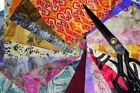 Indian Vintage 50 Pc Of Recycle Silk Sari Remnants/Fabric 8"X8" Fabric Scraps