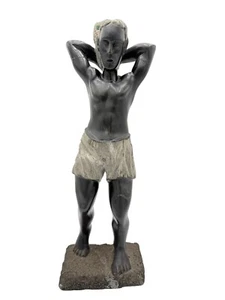 Estatuilla Art Deco de piedra de jabón tallada a mano de colección de 16" decoración del hogar estatua escultura - Imagen 1 de 9