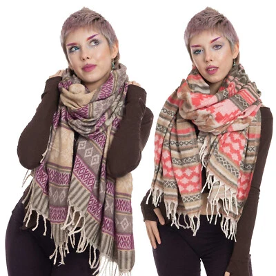 Pastel Colours Geometric Shawl Scarf, Extra Large Bohemian Scarf - Image 1 of 4