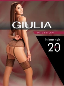 Giulia Intimo Noir 20 Sheer Open Crotch Lace Pattern Mock Suspender Pantymediase - Imagen 1 de 20