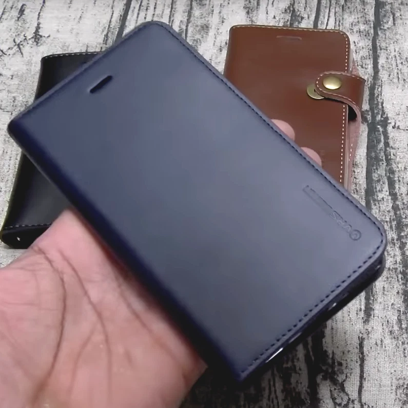 Capa carteira cartão iPhone 7 8 Plus X S9 Note 8 design VRS [diário de couro genuíno] - Imagem 1 de 4