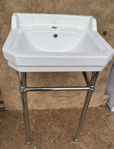 Traditional 560mm Basin and Chrome Washstand - Made By Roca 1 Tap Hole 1TH - - Picture 1 of 13