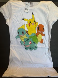 Nueva Camiseta 2016 Pokemon Freeze Para Mujer Blanca Original Kanto Starters Talla Pequeña - Imagen 1 de 4