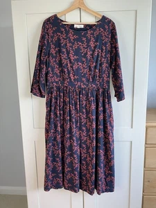 Seasalt Womens Dress Midi Navy Forestry Berry Twig Maritime Size 20 UK - Picture 1 of 4
