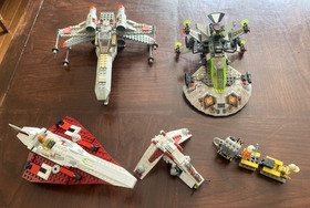 LEGO Star Wars - Old Sets Lot of 4 - 7140, 7143, 6015, 4490 &ndash; Starfighters- Used
