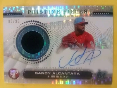 Sandy Alcantara Auto 2024 Topps Pristine Jersey Patch Auto REFRACTOR SP #80/99 - Image 1 of 4