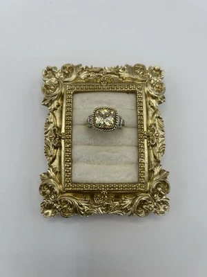 Lia Sophia Ring "Lemon Chiffon" 2-Tone Gold Silver Yellow CZ Size 8 Chunky Gift - Image 1 of 4