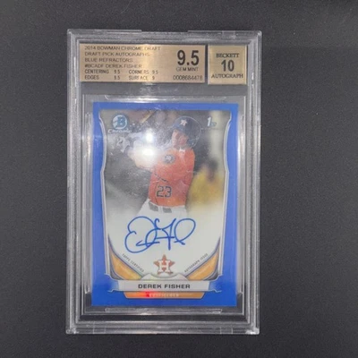2014 Bowman Draft Chrome Pick Blue RFTCR 25/150 Derek Fisher BGS 9.5 MT  Auto - Image 1 of 2