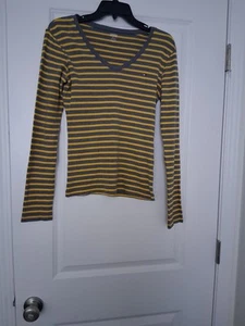 Tommy Hilfiger Women's Shirt Yellow And Gray Size Small/Petite Long Sleeve - Picture 1 of 2