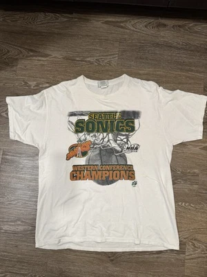 Vintage 1996 Seattle Sonics T Shirt XL Lee Western Conference NBA USA Cotton - Image 1 of 4
