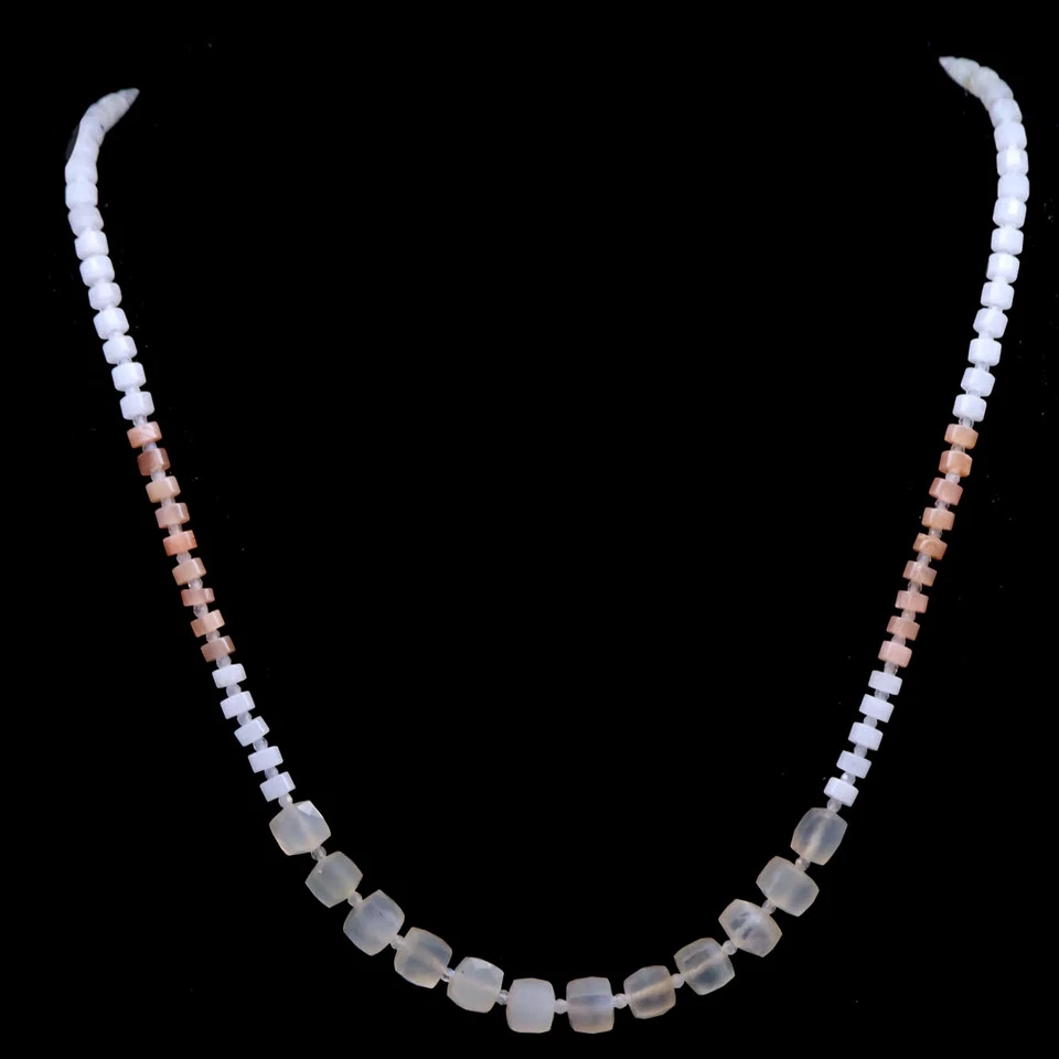 925 Silver Brown - Blue Rainbow Moonstone, Sunstone & Labradorite Necklace 17in - Image 1 of 4