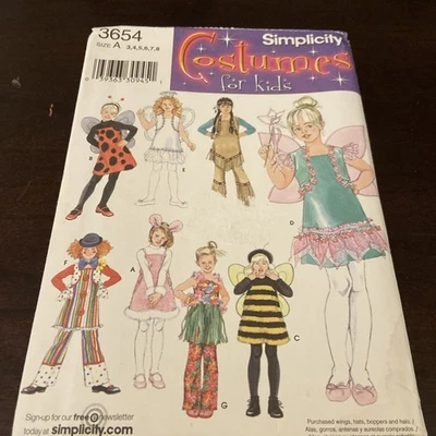 Simplicity 3654 GIRLS' COSTUMES 3-8 Pattern UNCUT Fairy Bee Ladybug Halloween - Image 1 of 4