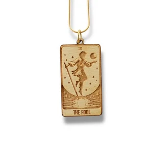 Collar - Tarjeta The Fool - Cadenas de serpiente y cable - Madera de abedul - Imagen 1 de 11