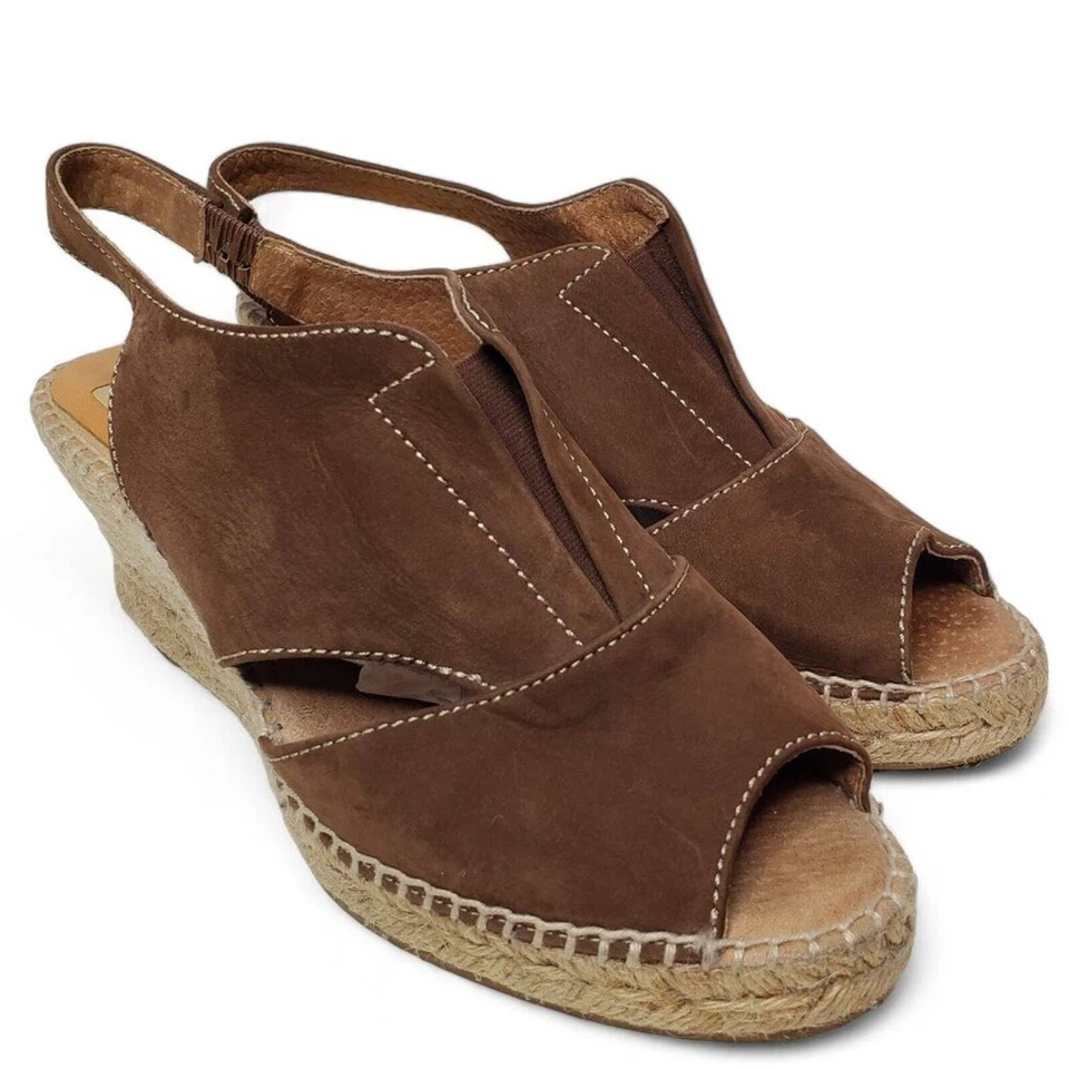 Kanna Español Alpargata Cuñas Para Mujer Gamuza Punta abierta Tacones Cordones 39 Foto 1 de 4
